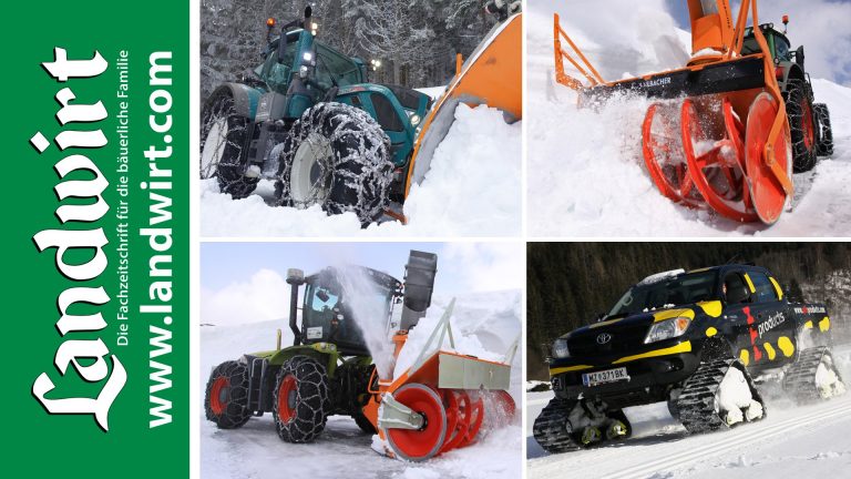 Landbouw tractoren in de sneeuw.