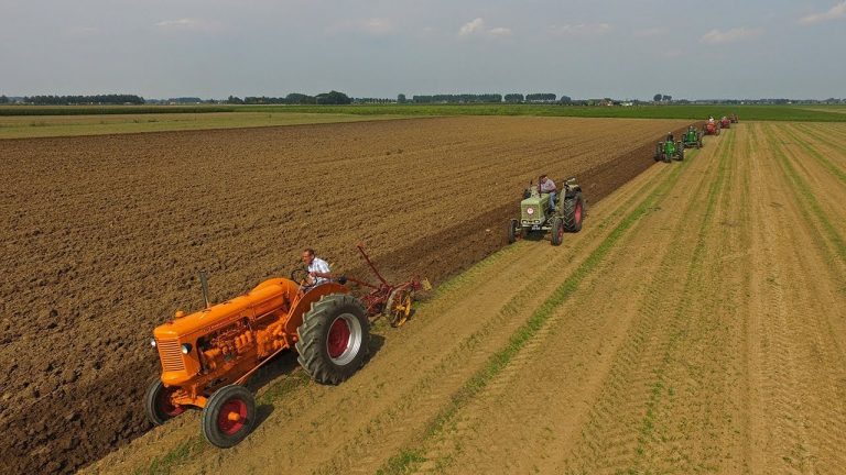 10 Classic tractors ploughing together | 21 furrows | US vs Europe