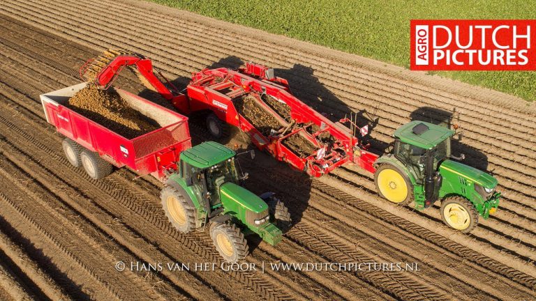 Aardappels rooien in Flevoland – John Deere with Grimme GV 3000