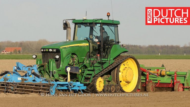 Aardappelruggen frezen 8 rijer met een John Deere 8520T Baselier | 2018  Hans van het Goor  Agriculture Videos