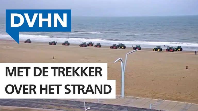 Boeren via het strand richting Den Haag voor boerenprotest