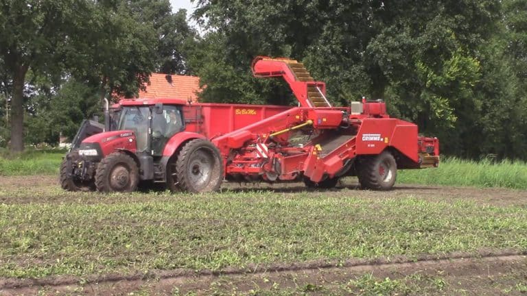 Akkerbouwer Meijerink aan het aardappels rooien met hun Case Maxxum 125 + Grimme GV3000 — Gerjan Veneman