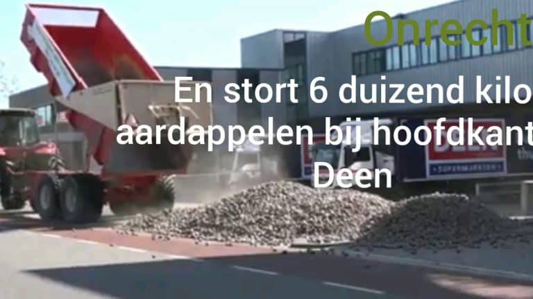 Boze boerin stort zesduizend kilo aardappels bij hoofdkantoor van Doon | Noord holland nieuws