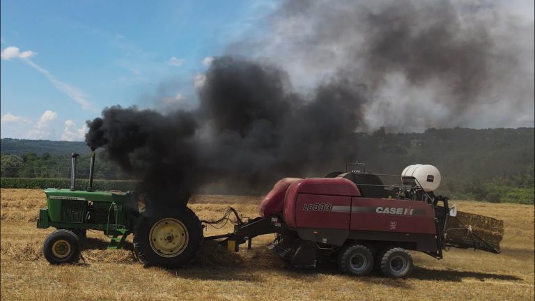 John Deere 4620 Burn out – Smoke show… De laatste balen worden geperst