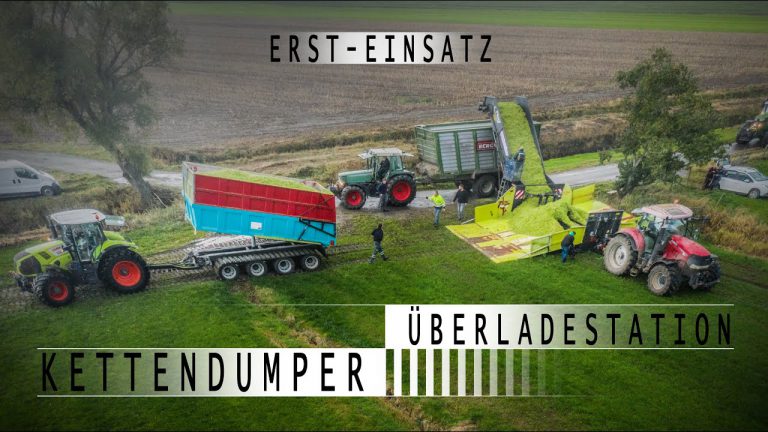 Iets bijzonders …. Voor het eerst in gebruik 2x 4 assige kippers met rupsen en CLAAS Jaguar TT 40.000 Mais 2020