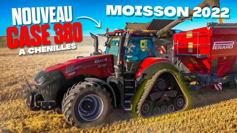 Oogst 2022 in Frankrijk….De gloednieuwe Case Magnum 380 RowTrac met een Perard overlaadwagen en een New-Holland CR 9.90 combine