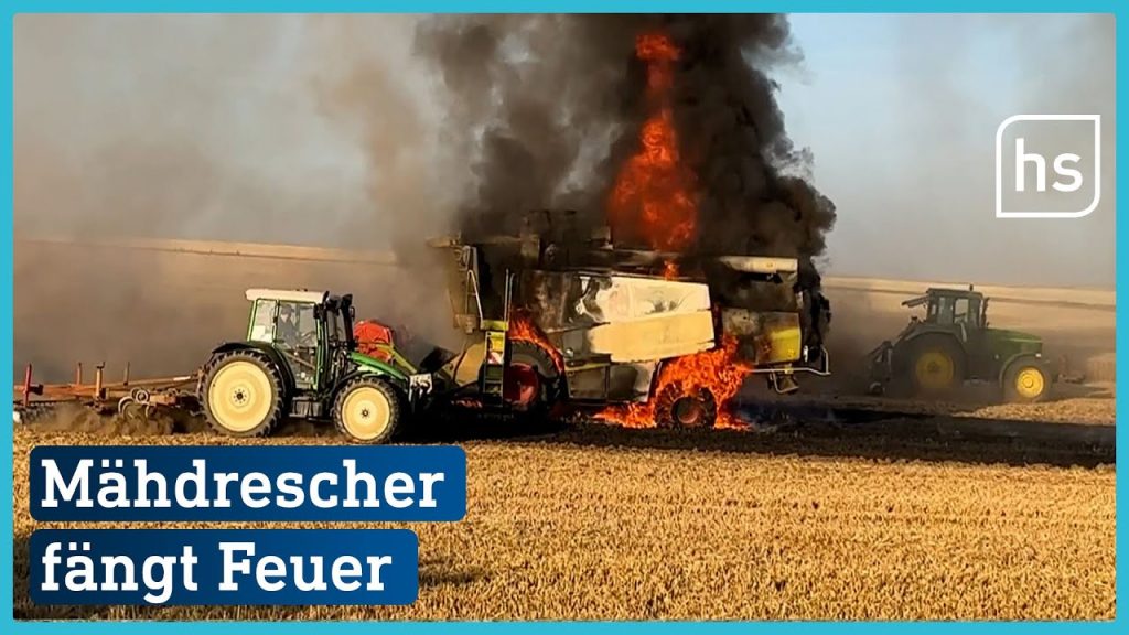 Claas maaidorser in brand gevlogen